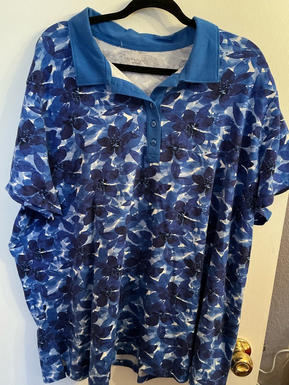 Laura Scott Blue Floral Cotton Polo